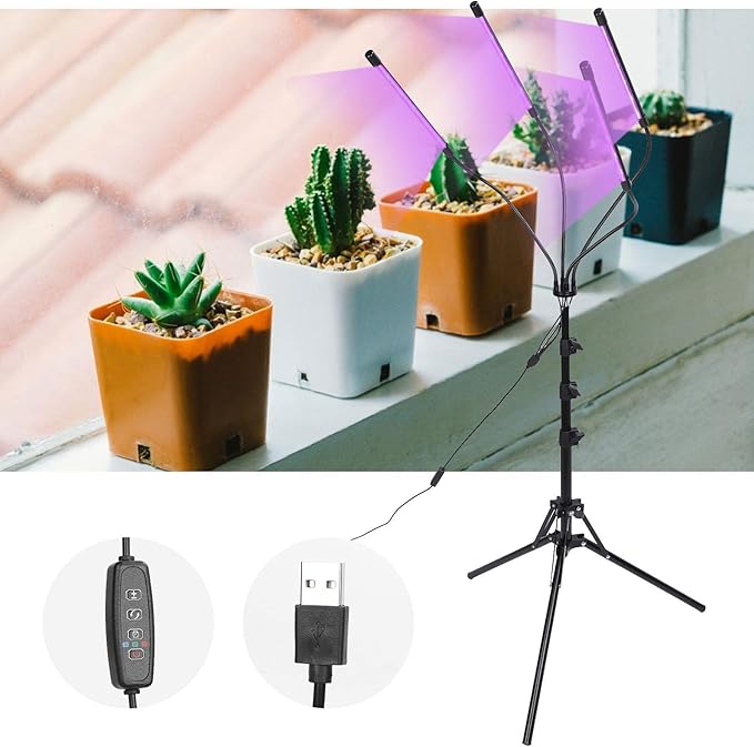 LED Grow Light for Succulent Plants Full Spectrum RedBlue Lighting Adjustable Tripod Plant Growth Lamp