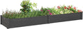 8x2ft Wooden Raised Garden Bed Kit Elevated Planter with 2 Boxes Self Draining Bottom and Liner Patio to Grow Vegetables Herbs and Flowers Gray