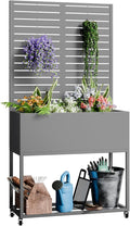 Metal Planter Box Multi-Functional &amp Easy to Assemble 67 H x 35 W Raised Garden Bed for Climbing Plants Elevated Standing Garden Planter with Drainage Holes for Outdoor Patio Grey