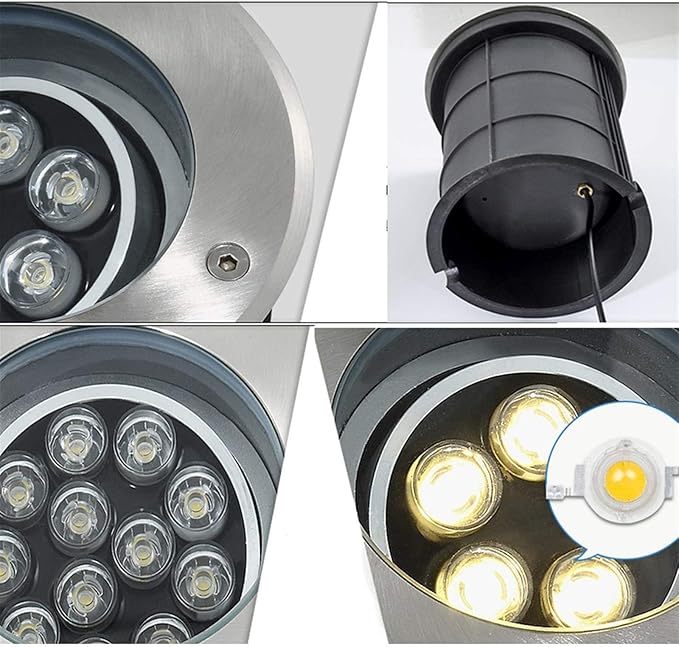 LED Recessed Spotlight - 85-265V IP67 Waterproof Adjustable Angle Landscape Light Outdoor Decking Lights (9W Blue 12W White)