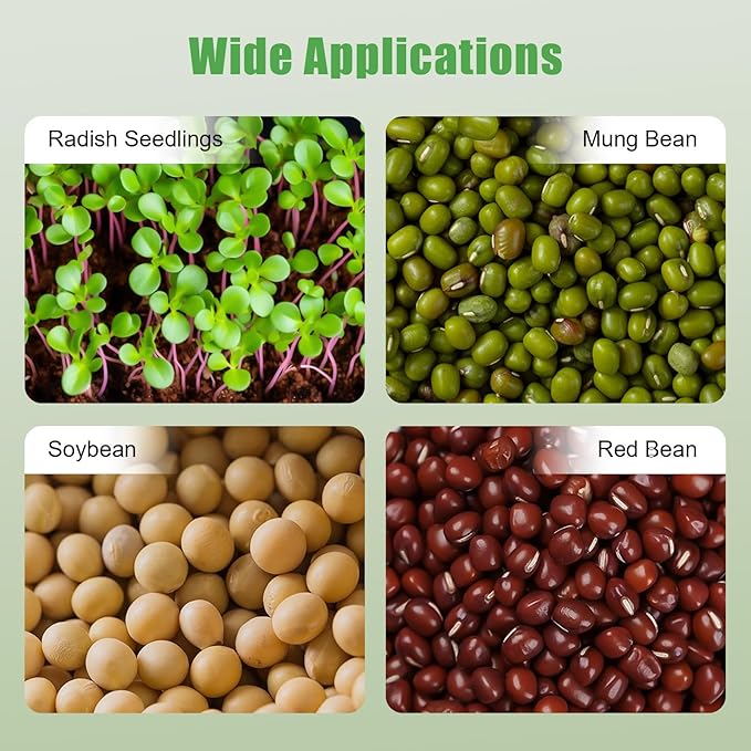 Bean Sprouts Machine Automatic Sprout Grower with 3 Seasonal Modes 20W Hydroponic Sprouter for Soybean &amp Mung Bean Double Layer PP Bean Sprout Maker for 6-8 People