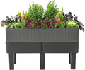 Vego garden EZCube Self Watering Planter Box with Legs 29 Elevated Raised Garden Bed with Water Gauge for Patio Backyard 21 x 48 Fog Gray