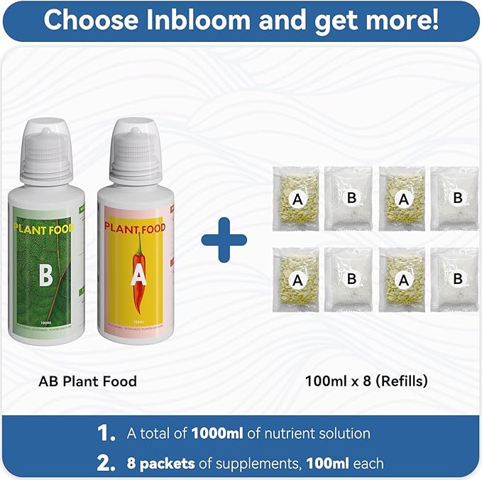 inbloom 12 Pods White Hydroponics Growing System and Hydroponic Plant Food 1000 ml