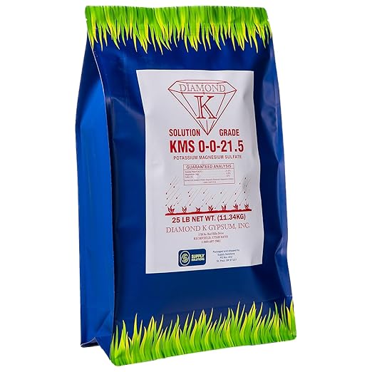KMS 0-0-21.5 (Potassium Magnesium Sulfate) Fertilizer - Plant Food - The Best for Low Magnesium Soils Prone to Nutrient Loss - Ideal for Lawns Garden Vegetable and Fruit Crops (25 Pounds)