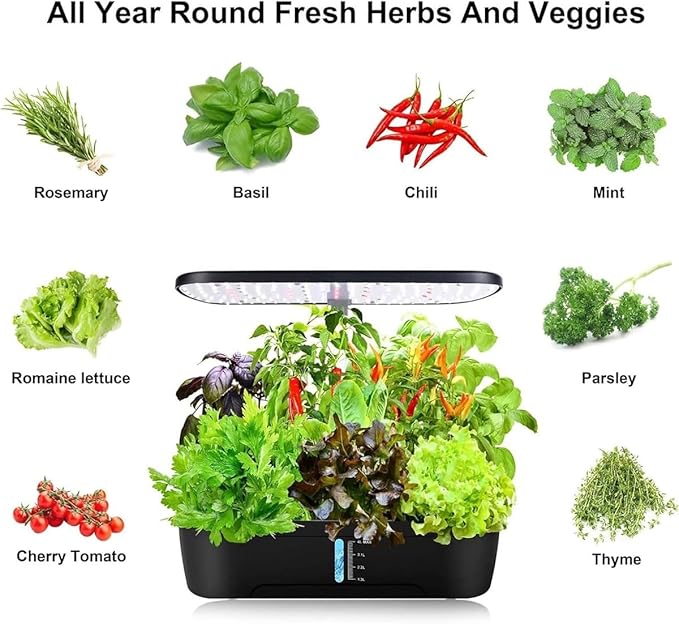Indoor Herb Garden Kit12 Pods Hydroponics Growing System with LED Grow Light Smart Microgreens Growing Kit with Auto TimerHydroponic Plants Kitsfor Home Kitchen
