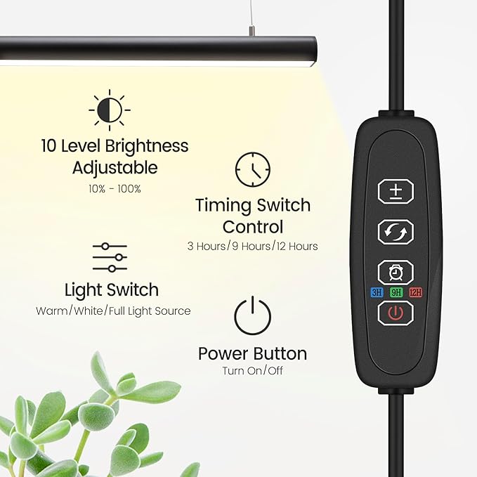 Grow Lights for Indoor Plants20W 169 LED Full Spectrum with Timer Hanging Plant Growing Light with Dimmable On/Off Switch16.8in Height Standing Vertical Lamp for Seed Starting Growth