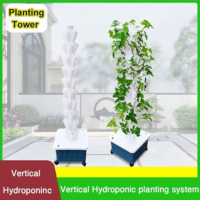 Garden Hydroponic Vertical Tower Hydroponic Tower Hydroponic Planting System Hydroponic Symbiotic Planting Hydroponic Vertical Planting(Size:12 Layers (60 Holes)Color:Gray)