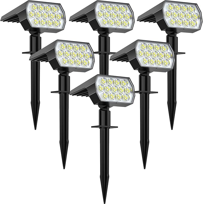 WELALO 6 Pack/65 LED/3 Modes Solar Spot Lights Outdoor 3 Modes/4 Pack/188 LED Solar Motion Sensor Lights Outdoor