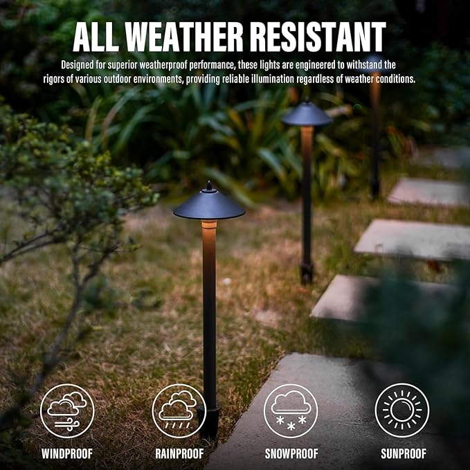 VENUS MANUFACTURING 6 Pack Low Voltage Landscape Spotlight 3W LED &amp 1.2W LED Outdoor Low Voltage Path Lights 2700K Warm White 40 Lumen 6Pack