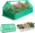 3-1 Galvanized Raised Garden Bed 73 x 37.4 x 36 inch Greenhouse Cover Outdoor Garden Yard Greenhouse Tent with Zipper Doors Garden Bed Planter Kit Box for Growing Flowers Fruits Vegetables