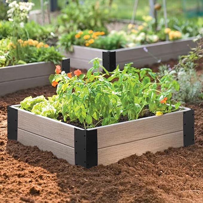 4Pcs Raised Garden Bed Corner Bracket Rustproof Raised Bed Corners Metal Connectors with Screws 11x 3x 3 Right Angle Garden Bed Corner Fixing Bracket for Wood Furniture Vegetable Planter Garden