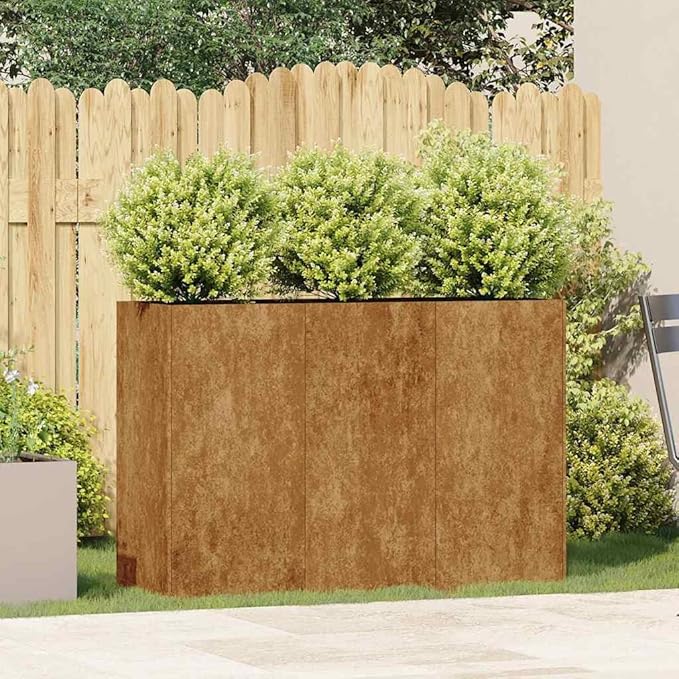 Large Outdoor Corten Steel Planter Box 47.2 x 15.7 x 31.5 in Raised Garden Bed for Herbs Tomatoes Flowers Patio Balcony Gardening