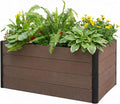 Wood Raised Garden Bed 48x25x29 in Tall Outdoor Planter Box with Bottom Deep Root Elevated Garden Bed for Vegetables Herbs Flowers All-Weather Composite Rectangle Planter for Patio Backyard
