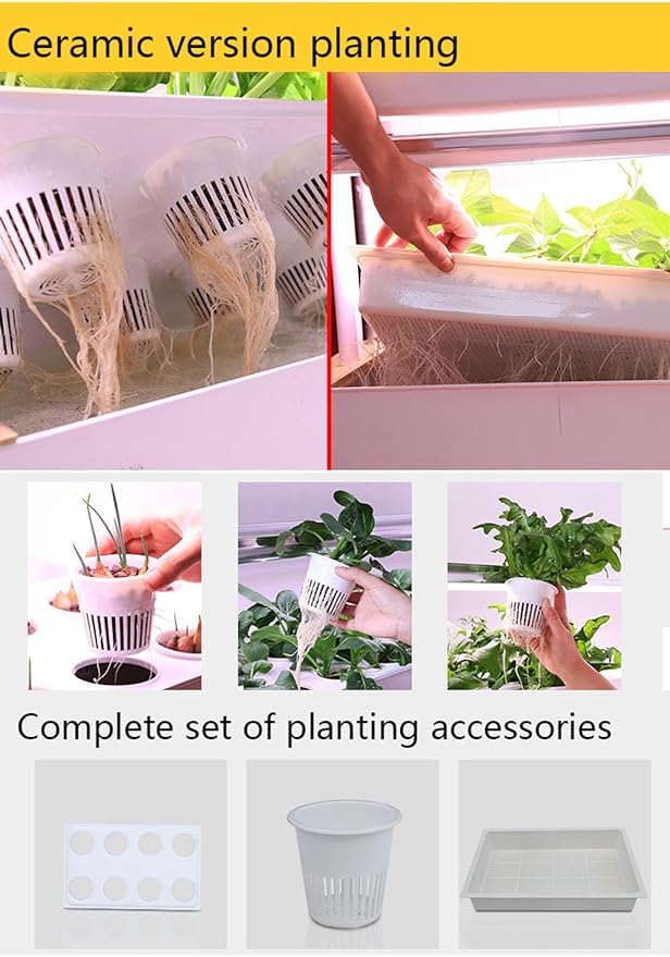 Hydroponic Tower Growing kit with LED Grow Light Indoor Hydroponic Self-watering Growing Kit48/64 /90/120 Planting Spacesfor HerbsFruitsVegetables64hole
