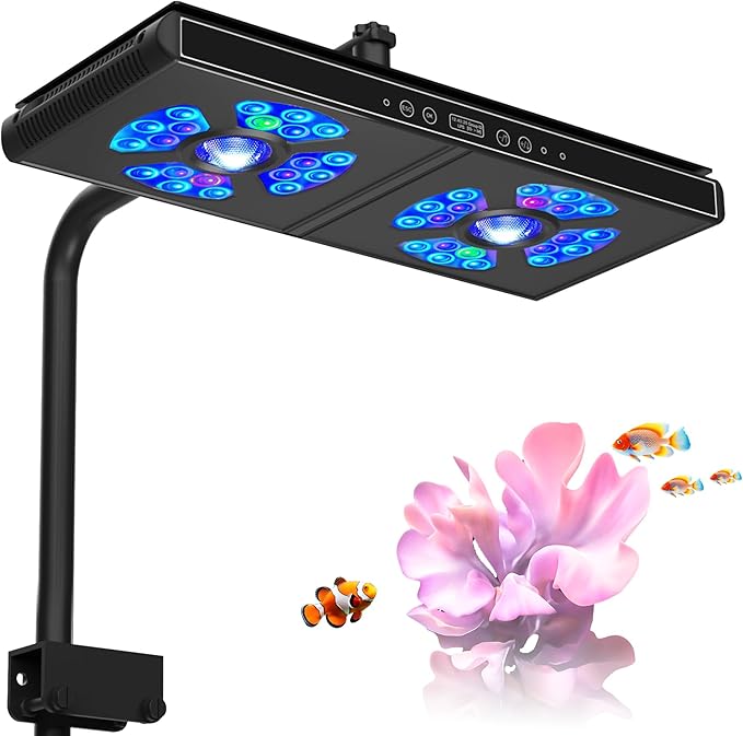Aquarium Lights-200 watt 6 Channels Sunrise Sunset Moonlight Highly Customizable Reef Light for lps SPS Fresh Saltwater Tanks