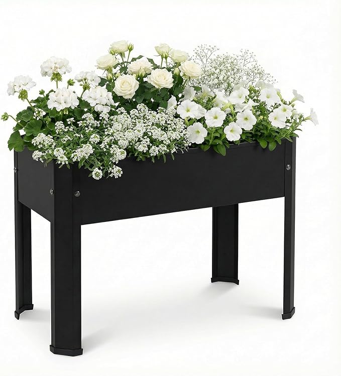 Compact Raised Garden Bed with Legs 24 x 11 x 18 in Small Metal Planter Box 5.9 in Soil Depth 100 lb Capacity Galvanized Steel Drainage Holes Anti-Rust for Patio Balcony &amp Deck