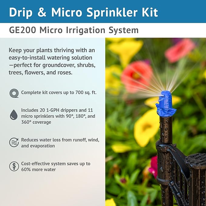 DIG GE200 Drip &amp Micro Sprinkler Kit - Versatile 122-Piece Set for Diverse Gardens Ideal for Efficient Watering