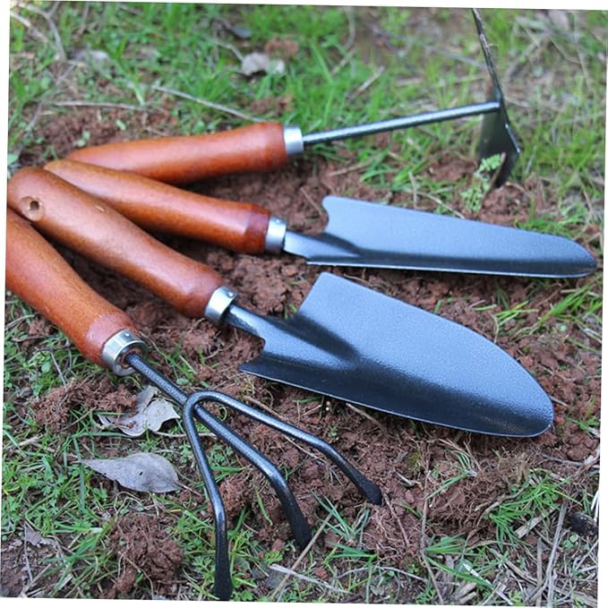 4pcs Mini Gardening Tool Set with Metal Hand Trowel Narrow Extended Shovel Dual-use Hoe and Rake and Soil Scoop – Compact Garden Shovels for Flower Planting and Vegetable