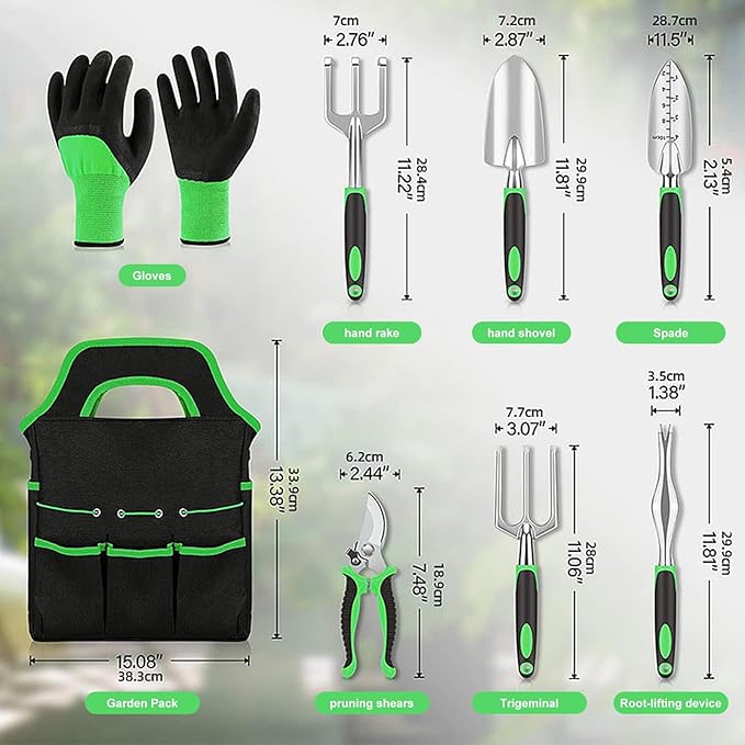 Garden Tools 8-Piece Gardening Hand Tools Gardening Tools Set Cultivators with Rust-ProofStainless Steel Aluminum Alloy Material Gardening Supplies Set Ideal Gift