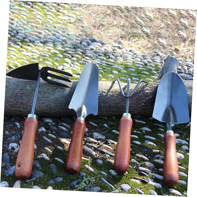 Garden Tool Set 4pcs Mini Hand Trowel Hand Rake Narrow Spade Dual-use Cultivator Soil Scoop for Precise Weeding and Planting in Small Gardens
