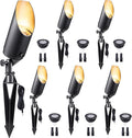 Low Voltage Brass Landscape Spotlights - Waterproof 12V LED Uplights for Garden Yard Tree House - 5W 2700K Warm White MR16 Bulb Outdoor Lighting (Black 02)