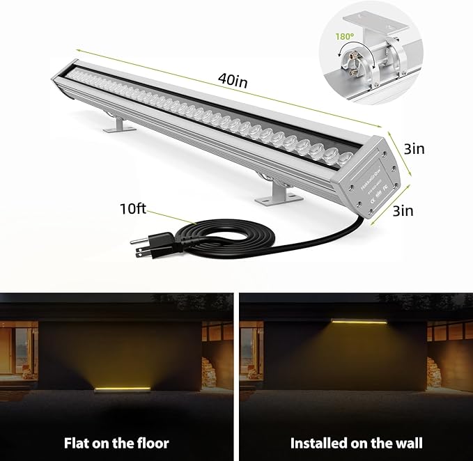 LED Wall Washer Light with RF Remote 144W RGBW Color Changing Linear Bar Light AC120V Waterproof RGB CCT Wall Washing Lamp for Outdoor and Indoor Lighting Projects Plug &amp Play