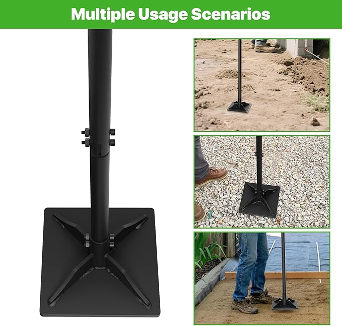 Steel Tamper Tool 49 inch Hand Tamper with Heavy Duty 8x8 Metal Tamper Head Long Handle Garden Tamper Tool for Dirt Landscaping Soil Ground Sand Black