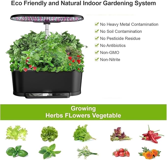 Hydroponics Growing System Indoor Garden Herb Garden Kit Indoor with LED Grow Light Quiet Smart Water Pump Hydroponic Planter for Home Kitchen Office(White)