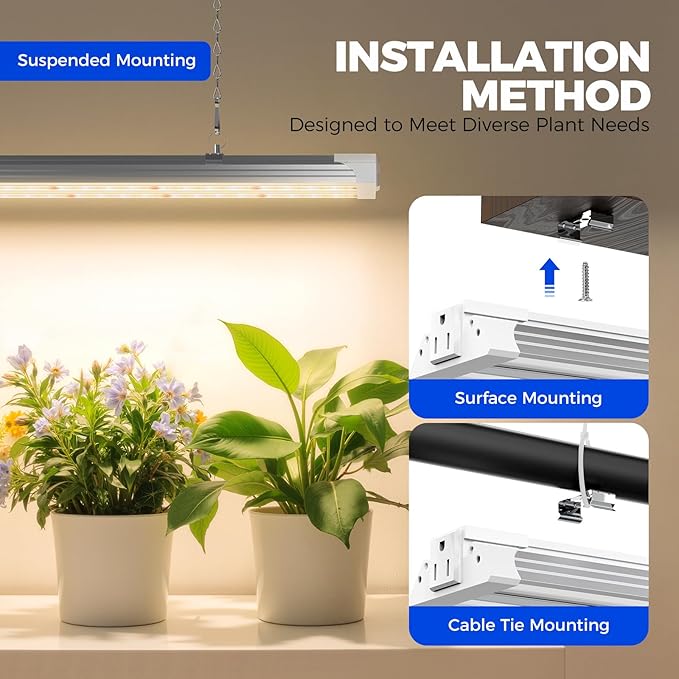 Barrina TX72 4FT Grow Lights for Seed Starting 72W(500W Equivalent) High PPFD Full Spectrum with 660nm Red LEDs Linkable Hanging Grow Lights for Indoor Plants with On/Off Switch Veg 1 Pack