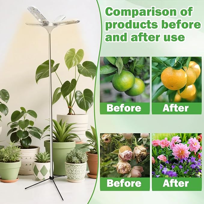 Grow Lights for Indoor Plants 240 LEDs Full Spectrum 15-67 Inches Height Adjustable 3/9/12H Auto Timer ＆ 4 Dimmable Brightness for Large and Small Plants