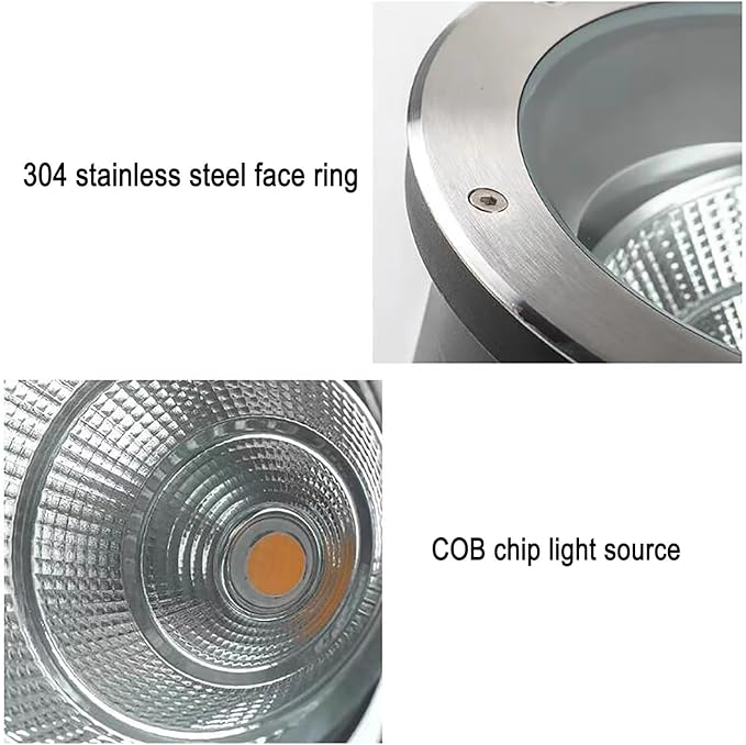 LED Landscape Lights - Outdoor Buried Lights Embedded Adjustable Angle Ground Lights IP67 Waterproof 30° Polarized COB Spotlight Garden Courtyard Decorate FlRed-30W