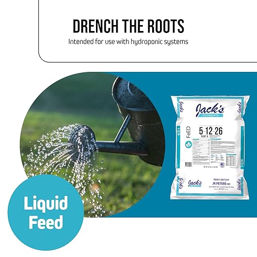 Jack's Nutrients 5-12-26 Part A Water-Soluble Fertilizer for Growth of Leaves and Strong Roots in Plants Grown in Continuous Liquid Feed Programs 25lbs 2 Pack