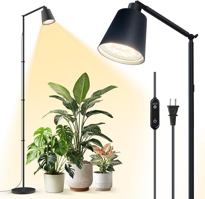 Bstrip 78 Tall Grow Light for Indoor Plants F11 Pro Standing Plant Light 18W Full Spectrum LED Grow Light Bulb with Optical Lens Non-Dimmable Angle&ampHeight Adjustable 4/9/14H Timer