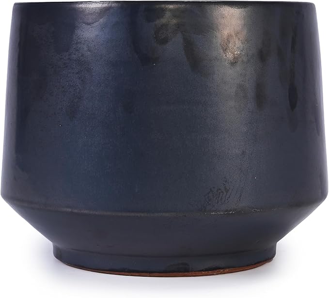 Handmade Black Matte Glazed Ceramic Planter Set of 3 15119 Inch Diameter Textured for Orchids Begonias IndoorOutdoor Use on Windowsill Bookshelf Breathable Clay