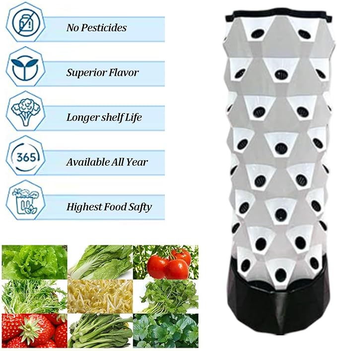 Tower Hydroponic Growing System with Water Pump Vertical Plant Sites Soilless Garden Column DIY Hydroponic Farm Equipment AeroponicKit Smart Water Circulation(6 Layers)