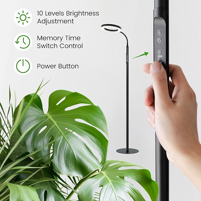 Grow Light for Tall Indoor Plants 60in Upgrade Pole ControllerRed Blue Warm Full Spectrum 95 LED Bead Plant Growing Lights with Floor StandAuto TimerDimmable Halo Ring Tree Growth Lamp