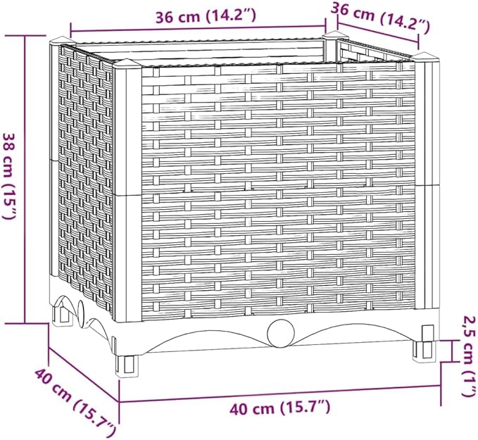 Raised Bed Garden beds Outdoor Raised Flower Bed Standing Planter Gardening Box Suitable for Orchard Courtyard Arboretum Nursery 15.7x15.7x15 Polypropylene