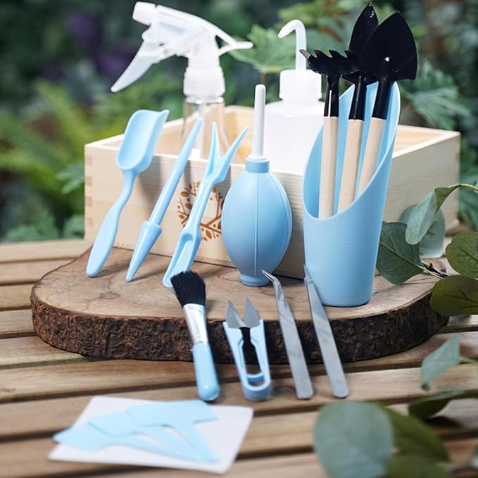 Garden Tools Mini Plant Soil Digging Equipment with Mat Garden Tool Set for Plant Repotting Mixing Watering Transplanting Indoor Outdoor Gardening Family Friends Women Men Use