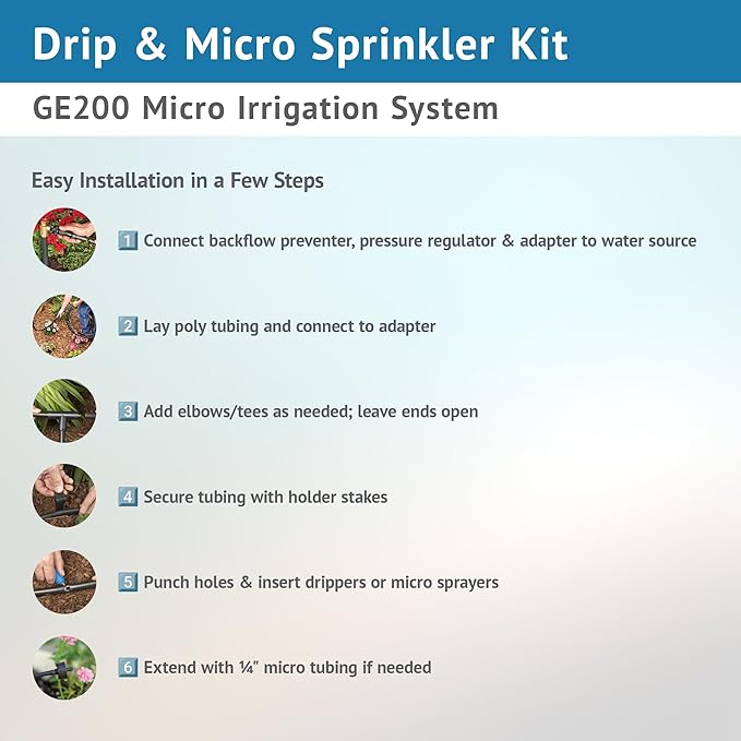 DIG GE200 Drip &amp Micro Sprinkler Kit - Versatile 122-Piece Set for Diverse Gardens Ideal for Efficient Watering