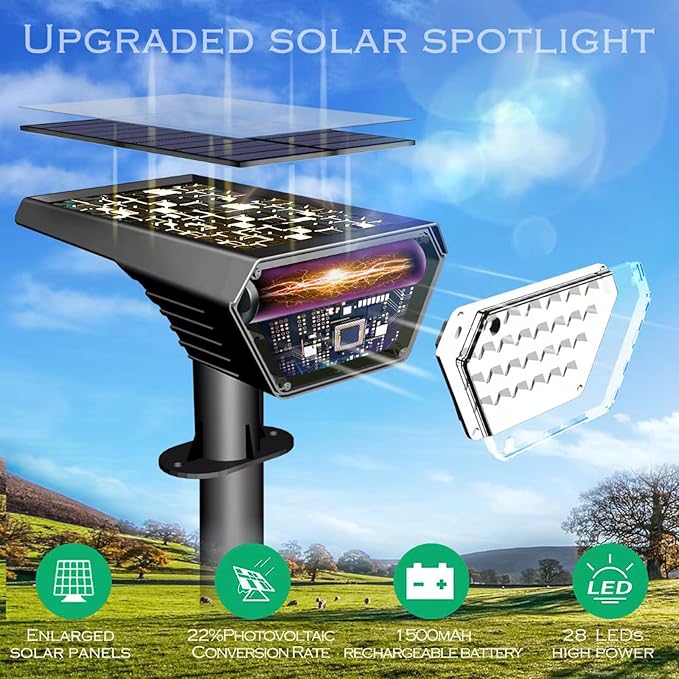10pack Solar Spot Lights OutdoorAuto On/Off Solar Lights Outdoor Waterproof IP652-in-1 Solar Powered Outdoor Landscape LightingSolar Lights for Outside Yard Garden Pathway (Warm White)