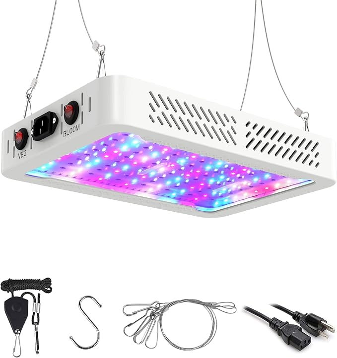 Beelux 1000w LED Grow Light for Indoor Plants Full Spectrum Upgrade Dual Chips and Dual Switch Plant Grow Lights for Seed Starting Veg and Flower Greenhouse (Actual Power 100W=1000W HPS)
