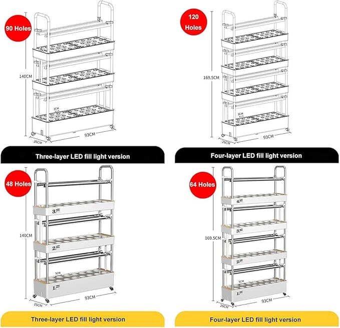 3/4 Tier Hydroponics Tower SetIndoor Garden Hydroponic GrowingHydroponic PlanterPlant Vertical Hydroponics for HerbsFruits Vegetables64hole