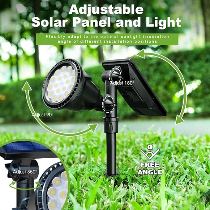 DBF Solar Outdoor Lights 600LM Solar Spot Lights Outdoor Waterproof 18 LED Auto On/Off Landscape Lighting Flag Pole Light for Garden Yard Pathway Garage Pool Patio(Warm White 4 Pack)