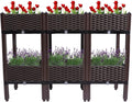 6PCS Square Raised Garden Bed Self-Watering Plastic Planter for Indoor Outdoor Vegetables Fruits Potato Flowers All Weather