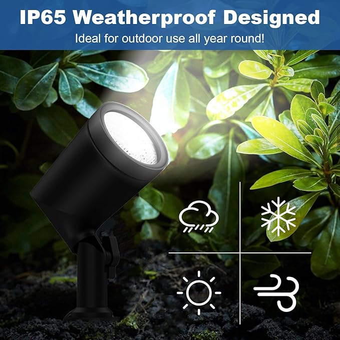 ZYAN Outdoor Landscape Spotlights Waterproof IP65 Powered Supply Yard Garden Spot Lights for Outside Plant Tree 6W 600 Lumen per Light Landscape Lighting for Path Patio Walkway-4 Pack