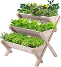 3 Tiers Wooden Vertical Raised Garden Bed with LegsPlanter Raised Beds Kit for Flowers Herbs Vegetables Natural