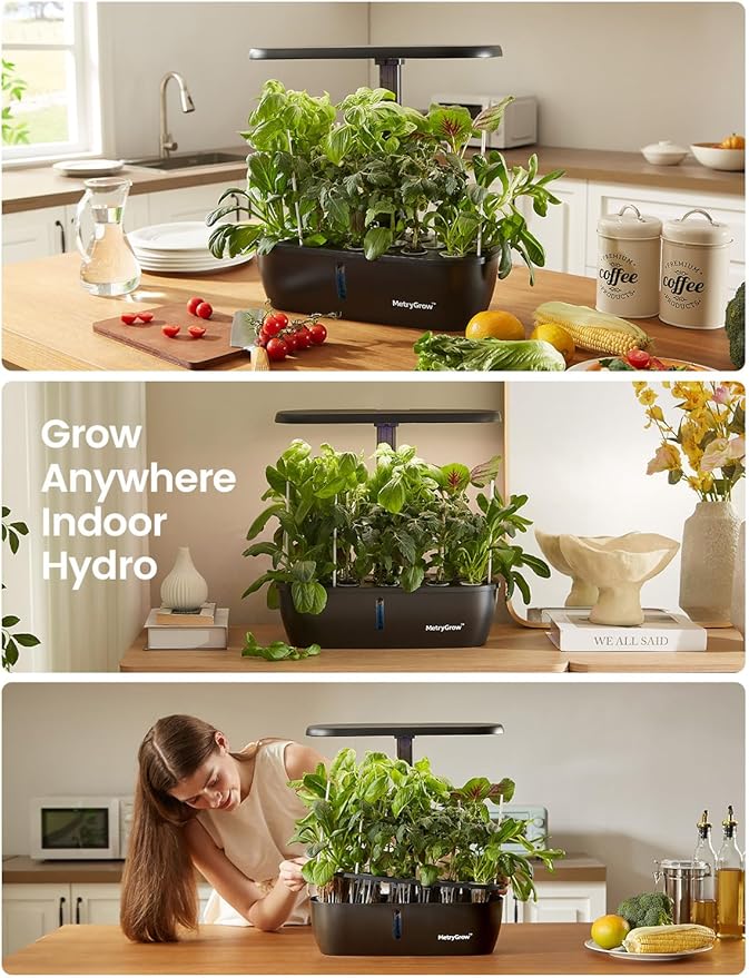 MG-15 Hydroponic Growing System Kits Smart Indoor Garden with 24W Grow LED Light Full Spectrum 15 Pods Herb Garden Planter Indoor Gardening for Gifts Kitchen