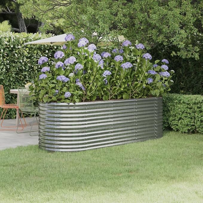 Garden Raised Bed Patio planters Horse Trough planters Standing Planter Planter Boxes Suitable for Nursery Orchard Courtyard Corridor Powder-Coated Steel 88.2x31.5x26.8 Silver