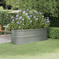 Garden Raised Bed Patio planters Horse Trough planters Standing Planter Planter Boxes Suitable for Nursery Orchard Courtyard Corridor Powder-Coated Steel 88.2x31.5x26.8 Silver