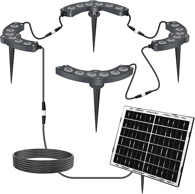 Solar Palm Tree Lights Outdoor Warm Light 3000K Solar Spotlights for Plam Trees 12000 mAh Batteries Solar Powered LED Ring Tree Lights up to 12+ Hours for Outside House Garden Landscape Large Trees